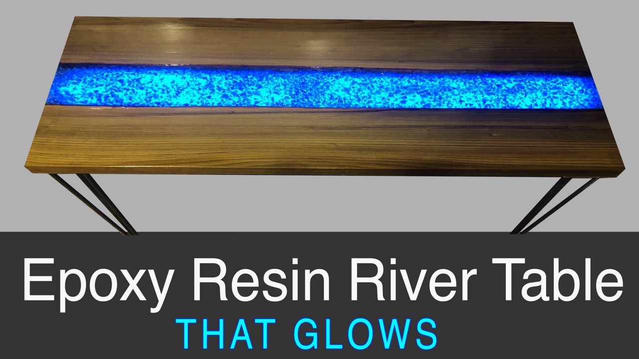 Epoxy Resin River Table with Embedded Fire Glass - IT 