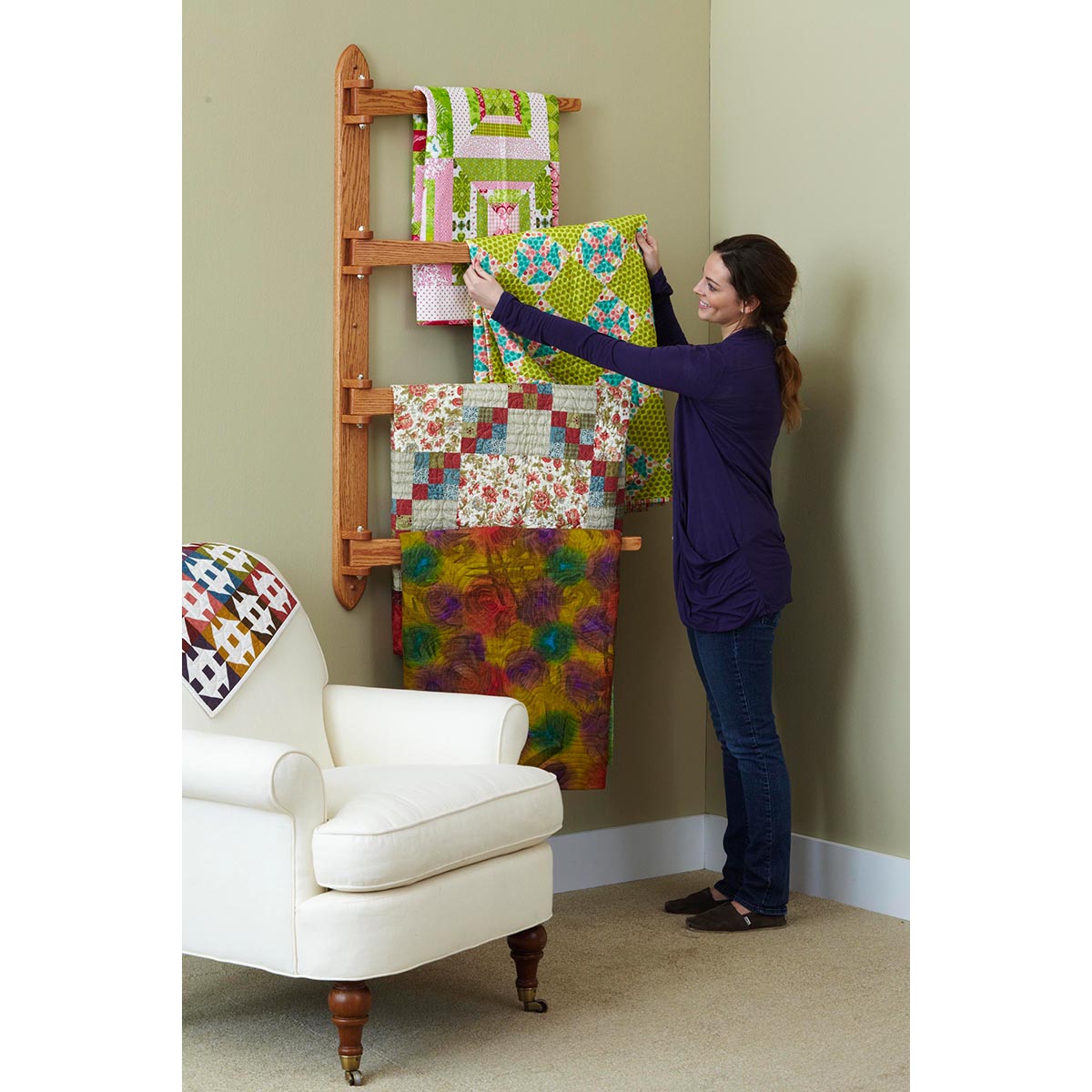 Wall hanging Quilt Rack and Shelf