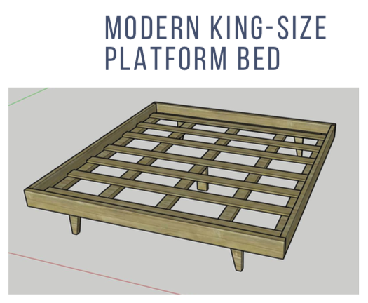 KING SIZED Modern Platform Bed Printable PDF Woodworking 