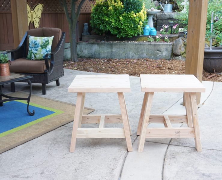 2x4 tables side-by-side on patio