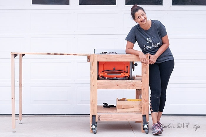 DIY Table Saw Stand With Folding Out-feed Table