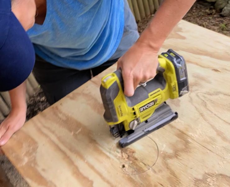 jigsaw to cut hole in plywood