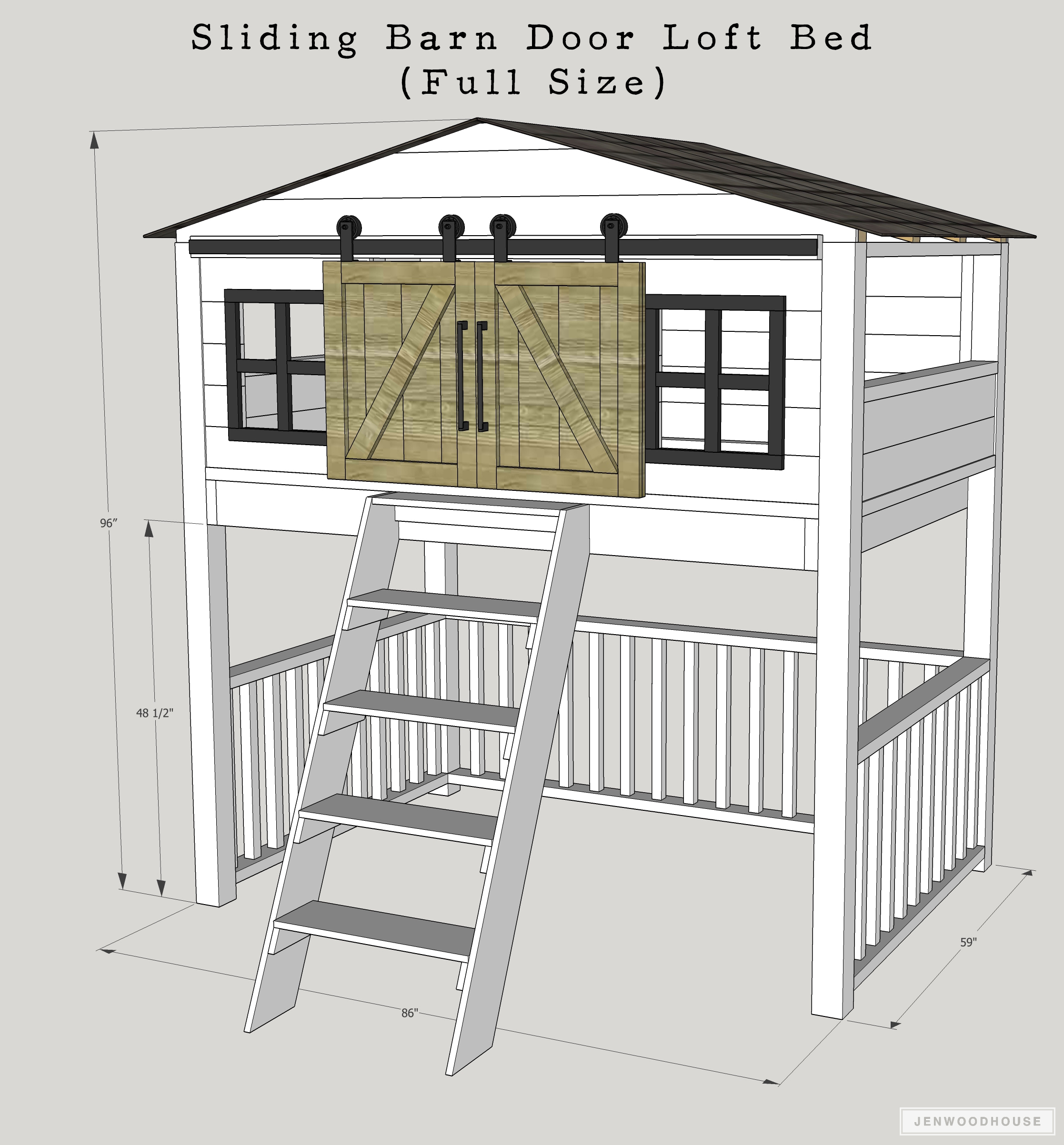 Printable Full Size Loft Bed Plans See More on ...