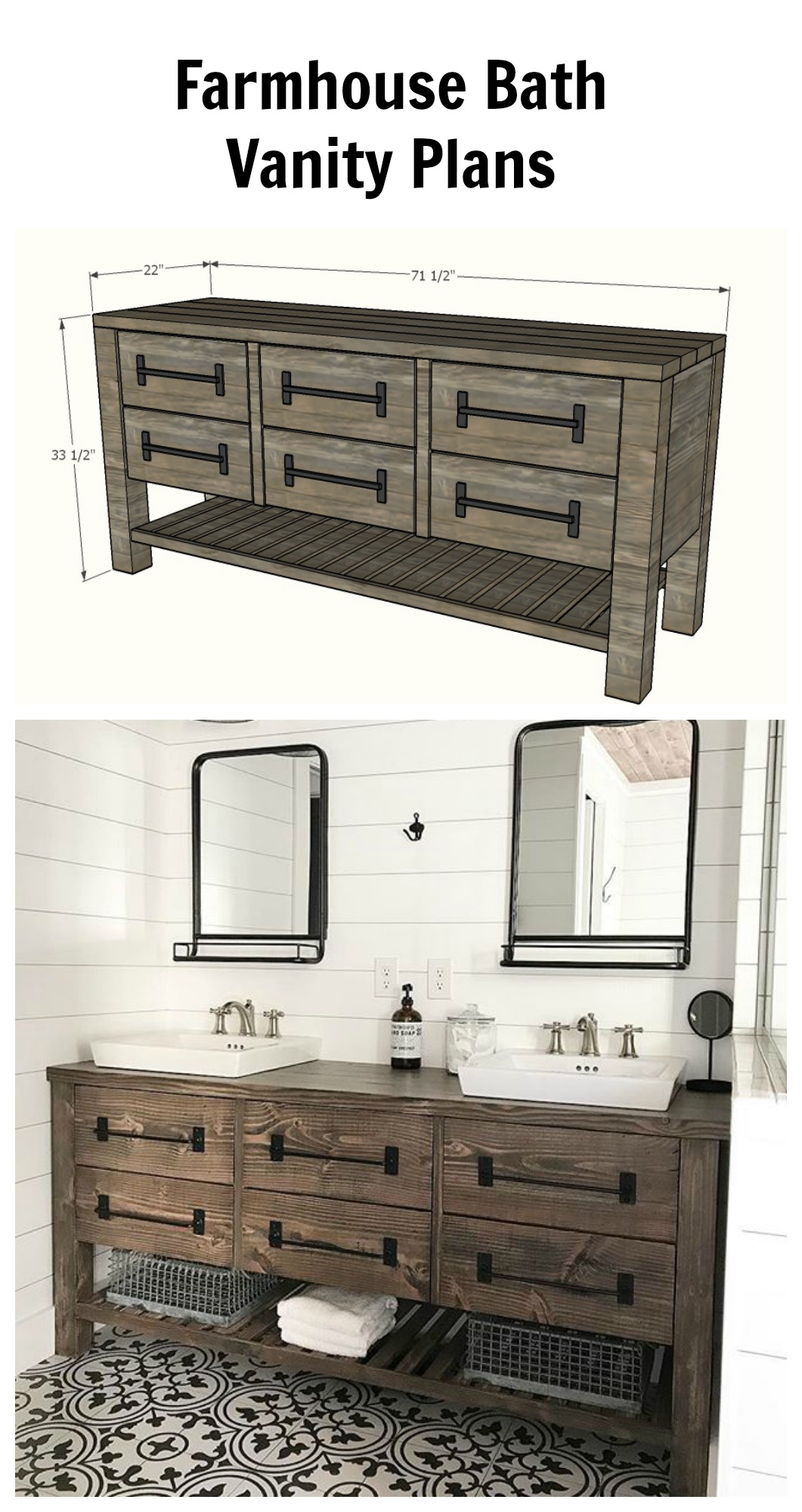 Rustic Farmhouse Double  Vanity  Spruc d Market