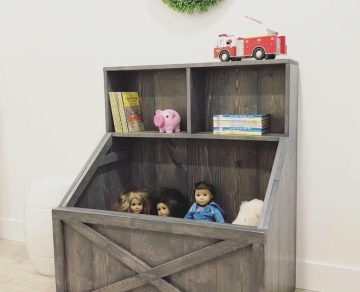 PDF Plans for Slanted Toy Box Bookshelf by Rustic Meadows