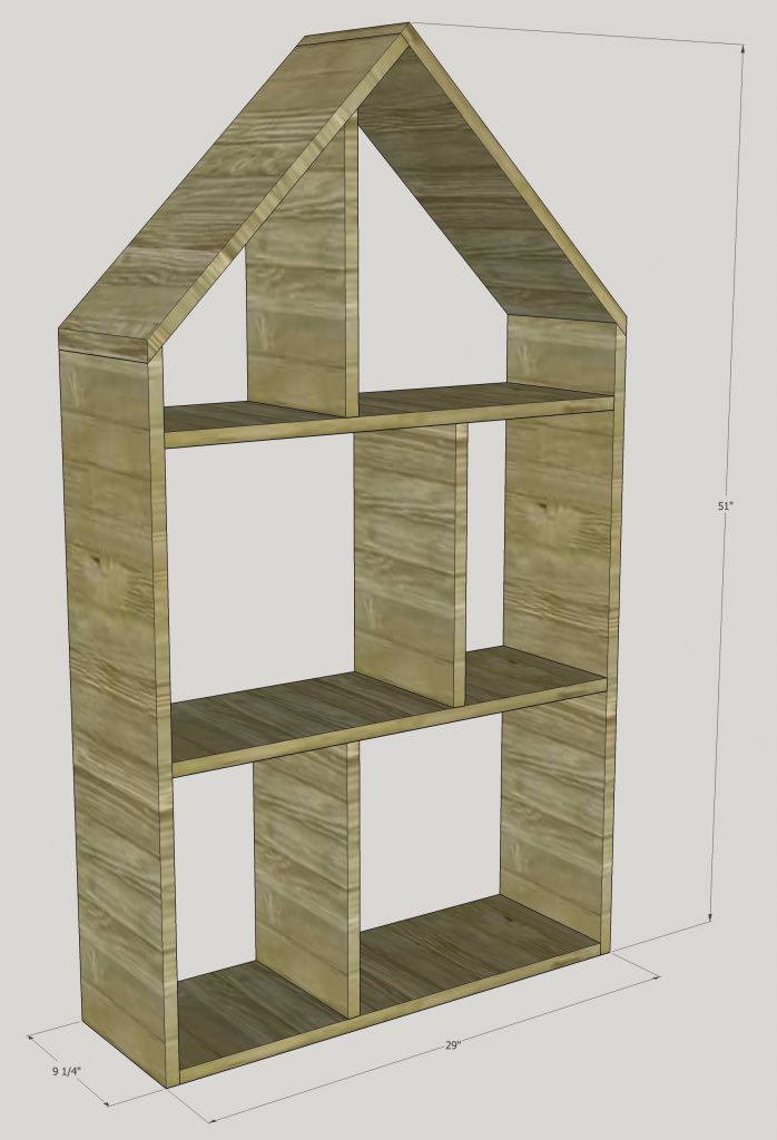 Exclusive project plans for a dollhouse bookshelf by Rustic Meadows