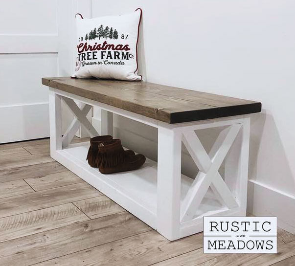 Stratford Rustic Crossbar Entryway Bench